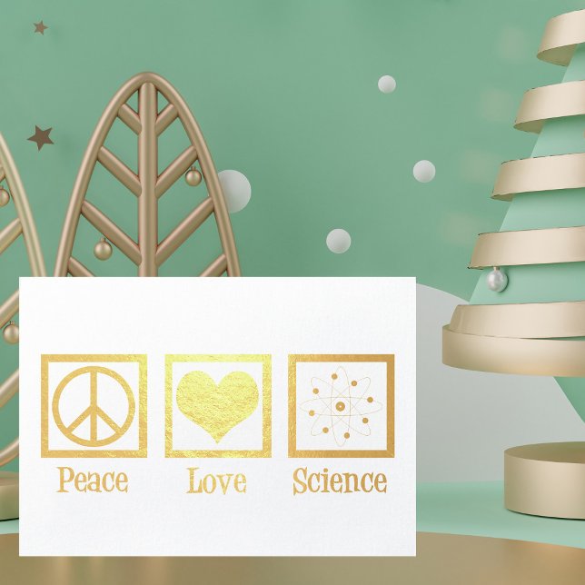 Peace Kärlek Science Bevackra Scientist Guld Folierat Kort (Skapare uppladdad)