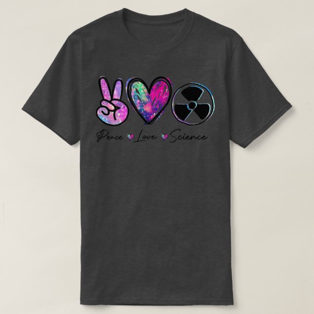 Peace Kärlek Science Funny Teacher Premium T Shirt (Design framsida)