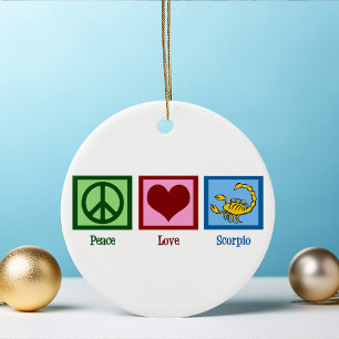 Peace Kärlek Scorpio Astrology - signera jul Julgransprydnad Keramik