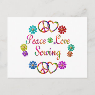 PEACE KÄRLEK SEWING VYKORT