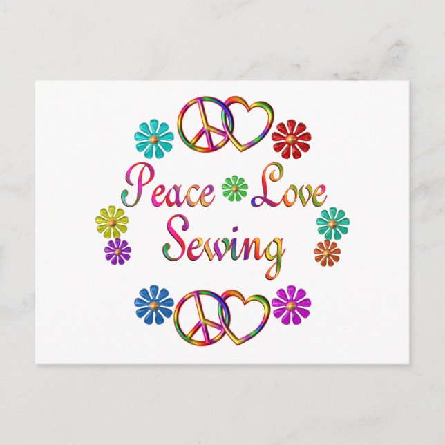 PEACE KÄRLEK SEWING VYKORT (Framsida)