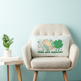 Peace Kärlek Shamrock Dekorativ kudde