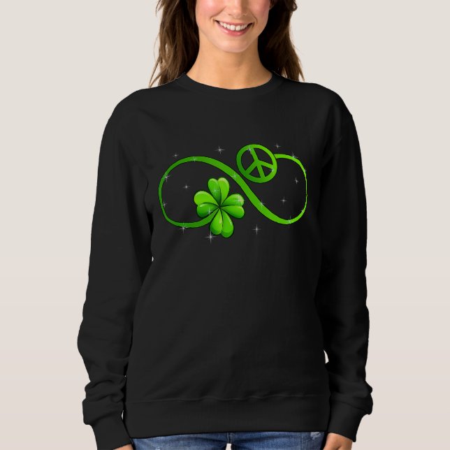Peace Kärlek Shamrock Irish Lycklig St Patrick S D T Shirt (Framsida)