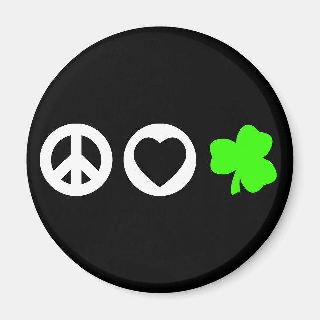 Peace Kärlek Shamrock Magnet (Framsidan)