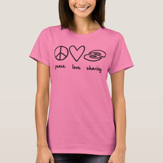 Peace Kärlek Sharing Dam Multifärgad Tie-dye Tee Shirt (Framsida)