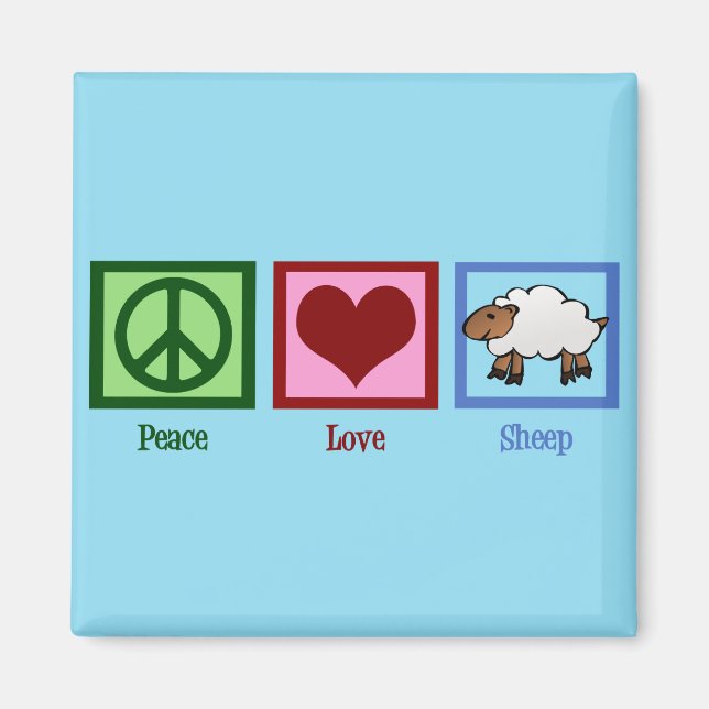 Peace Kärlek Sheep Magnet (Framsidan)