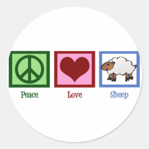 Peace Kärlek Sheep Runt Klistermärke