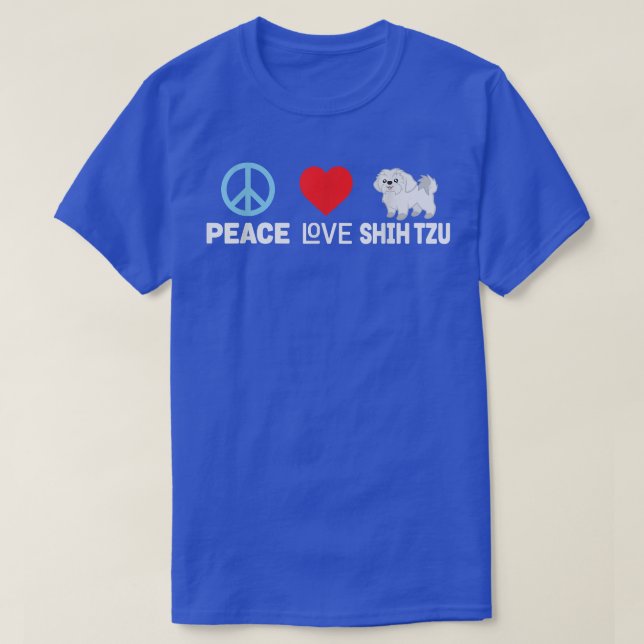 Peace Kärlek Shih Tzu T-Shirt - Rolig hund Person  (Design framsida)