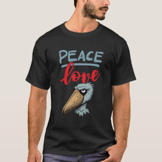 Peace Kärlek Shoebill Design T Shirt