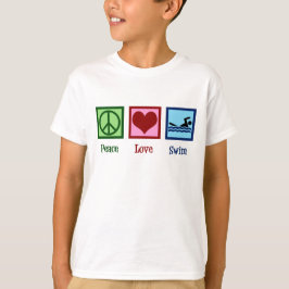 Peace Kärlek Simma Cute Swimming Kids T Shirt