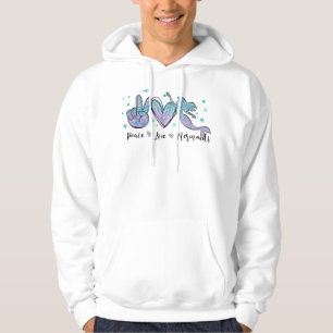 Peace Kärlek Sjöjungfruar Squad Tie Dye Cute Costu Hoodie