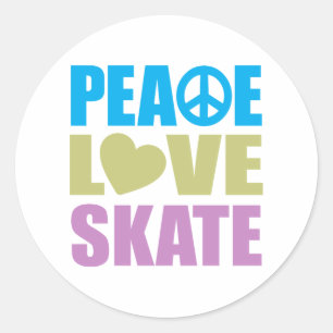 Peace Kärlek Skate Runt Klistermärke
