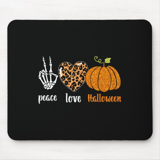 Peace Kärlek Skeleton Fall Pumpkin Leopard Hallowe Musmatta (Framsidan)