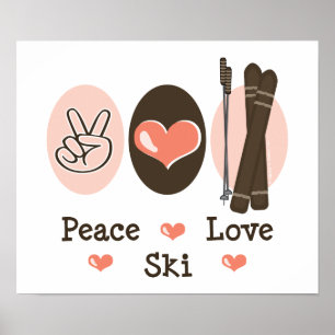Peace Kärlek Ski Poster