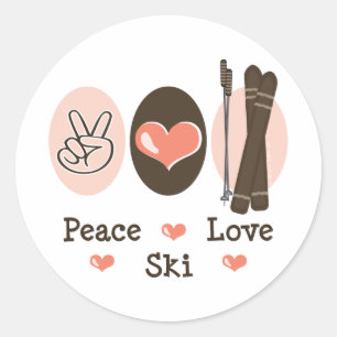 Peace Kärlek Ski Stickers Runt Klistermärke