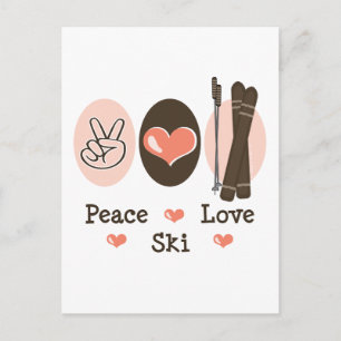 Peace Kärlek Ski-vykort Vykort