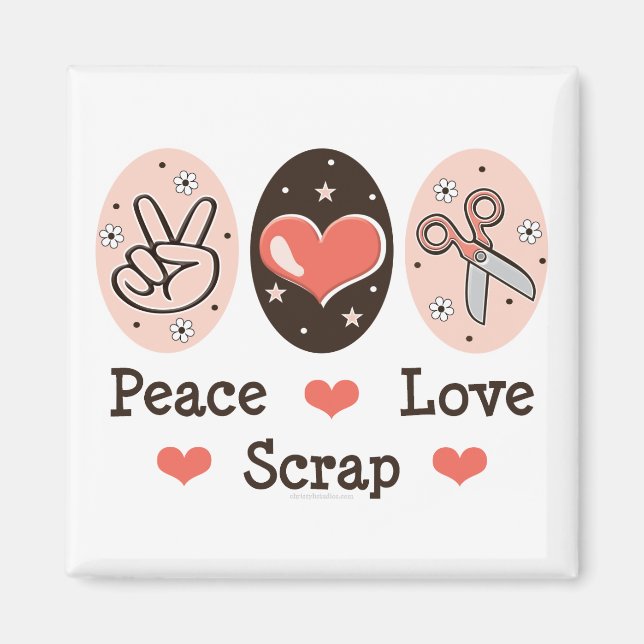 Peace Kärlek Skräppor Scrapbooking Magnet (Framsidan)