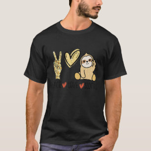 Peace Kärlek Sloths Hand Sign Heart Funny Sloth Ha T Shirt