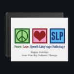 Peace Kärlek SLP Tal Language Pathology Magnet<br><div class="desc">Språkpatologin i Kärlek Tal, magnetkort för julgranar. Cute SLP-magneter för en tal-terapeut som har en patologist i tal och arbetar med kommunikation.</div>
