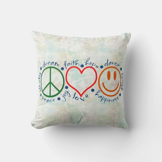 Peace Kärlek Smile Kudde (Framsida)