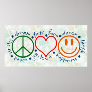 Peace Kärlek Smile Poster
