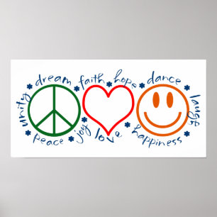 Peace Kärlek Smile Poster