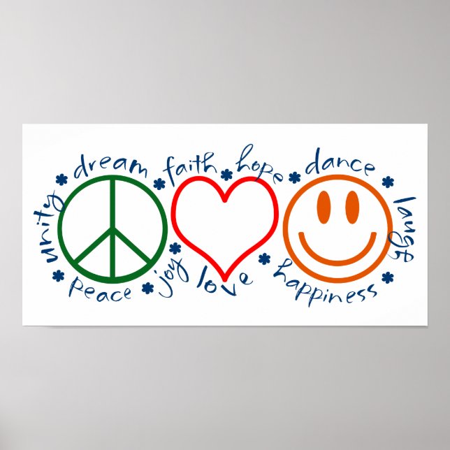 Peace Kärlek Smile Poster (Framsidan)