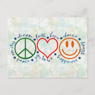 Peace Kärlek Smile Vykort