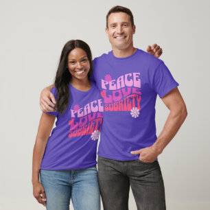 Peace Kärlek Sobriety Recovery Valentines T Shirt