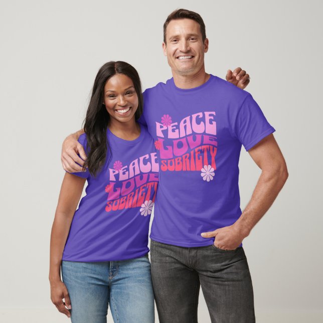 Peace Kärlek Sobriety Recovery Valentines T Shirt (Unisex)