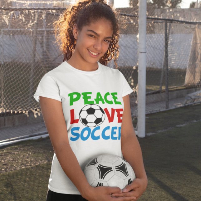 Peace Kärlek Soccer Ball Cute Sports Team Tee Shirt (Skapare uppladdad)