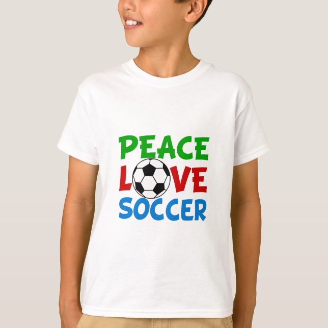 Peace Kärlek Soccer Cute Kids T Shirt (Framsida)