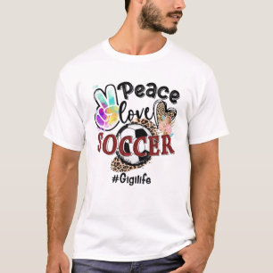 Peace Kärlek Soccer Gigi Life Mamma Grandma Leopar T Shirt