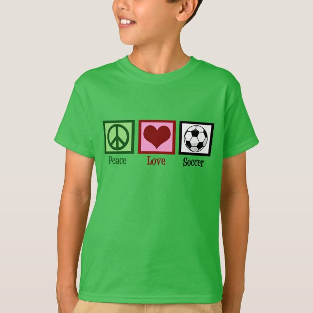Peace Kärlek Soccer Kids Tee Shirt (Framsida)
