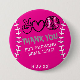 Peace Kärlek Softball Birthday Knapp