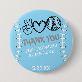 Peace Kärlek Softball Birthday Knapp