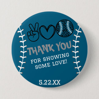 Peace Kärlek Softball Birthday Knapp