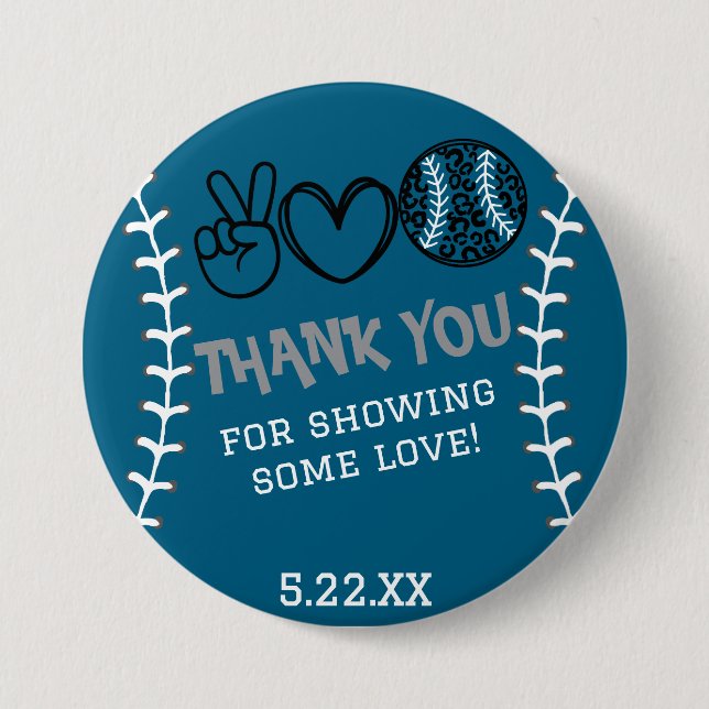 Peace Kärlek Softball Birthday Knapp (Framsida)