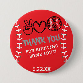 Peace Kärlek Softball Birthday Knapp