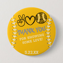 Peace Kärlek Softball Birthday Knapp