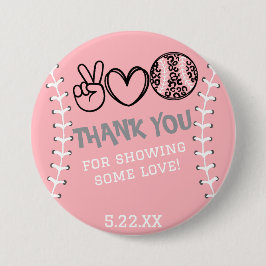 Peace Kärlek Softball Birthday Knapp