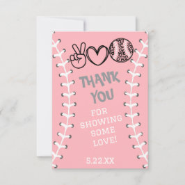 Peace Kärlek Softball Birthday Tack Kort