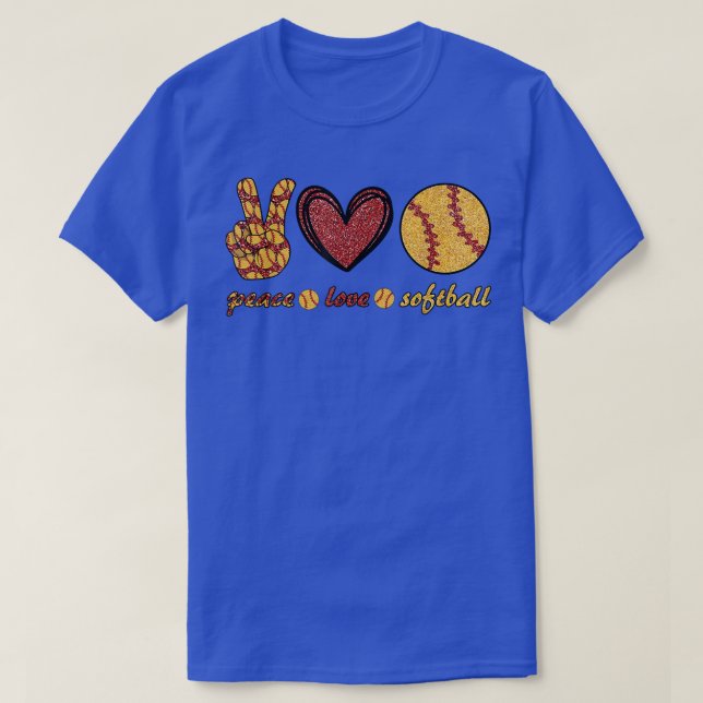 Peace Kärlek Softball Cute Softball Älskare T Shirt (Design framsida)