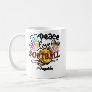 Peace Kärlek Softball Gaga Life Mamma Grandma Leop Kaffemugg