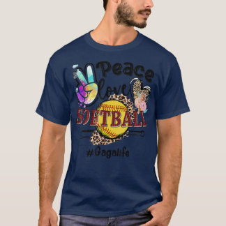 Peace Kärlek Softball Gaga Life Mamma Grandma Leop T Shirt