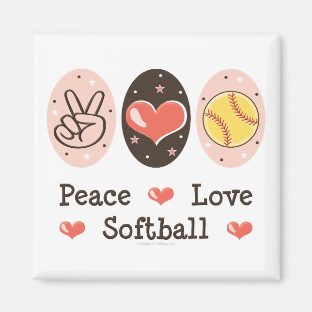 Peace Kärlek Softball Magnet (Framsidan)