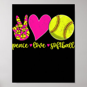 Peace Kärlek Softball Mamma Manar Kvinnor Poster