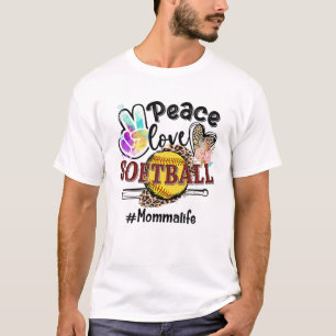 Peace Kärlek Softball Momma Life Mamma Grandma Leo T Shirt