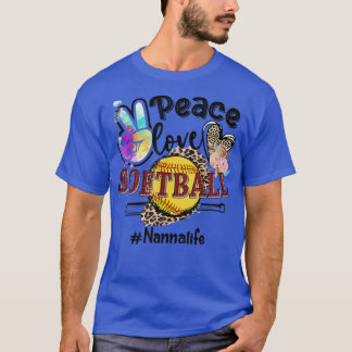 Peace Kärlek Softball Nanna Life Mamma Grandma Leo T Shirt