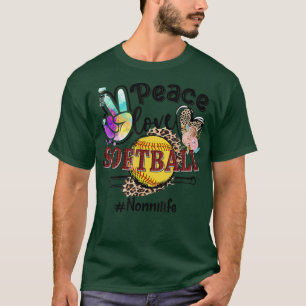 Peace Kärlek Softball Nonni Life Mamma Grandma Leo T Shirt